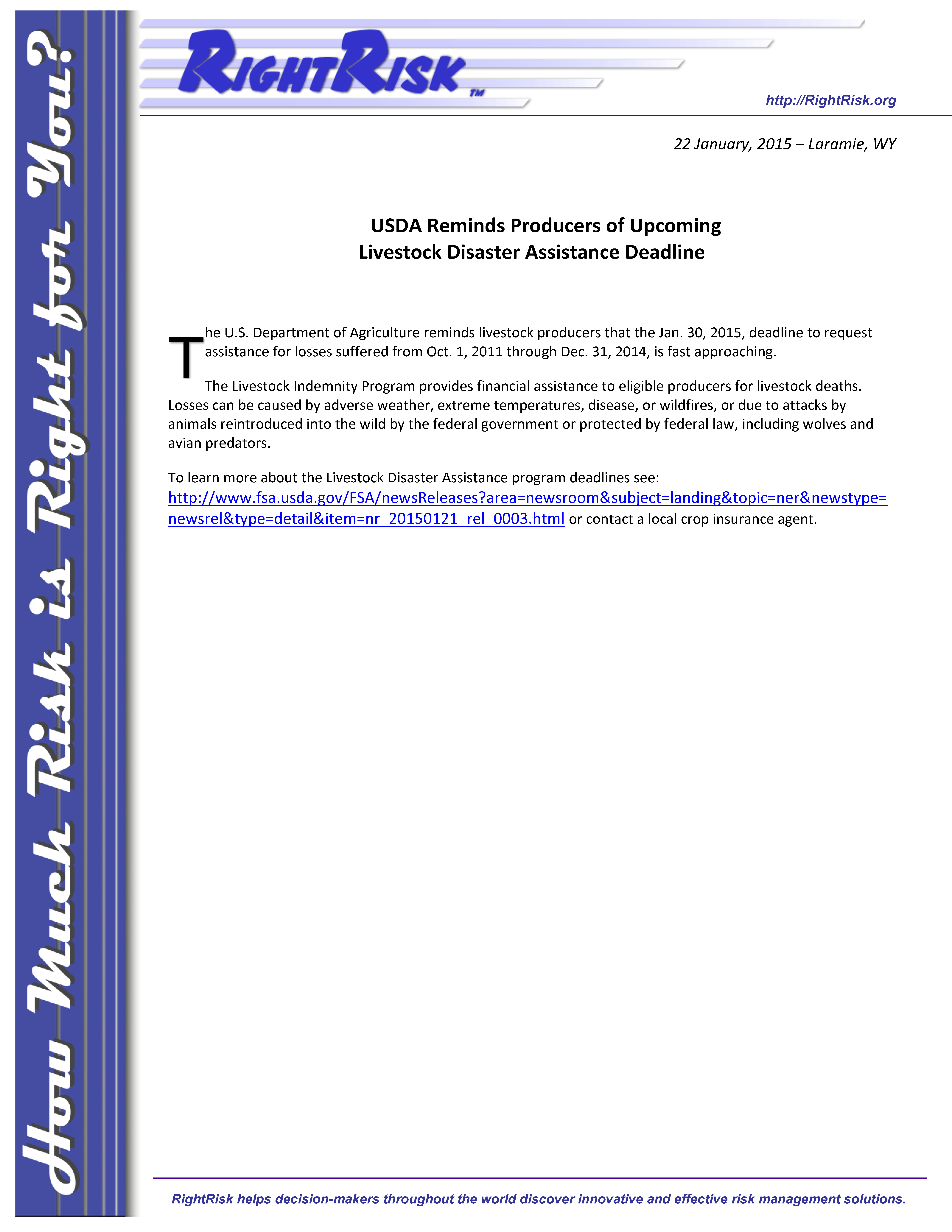 RightRisk Newsrelease Graphic of RightRisk Newsrelease