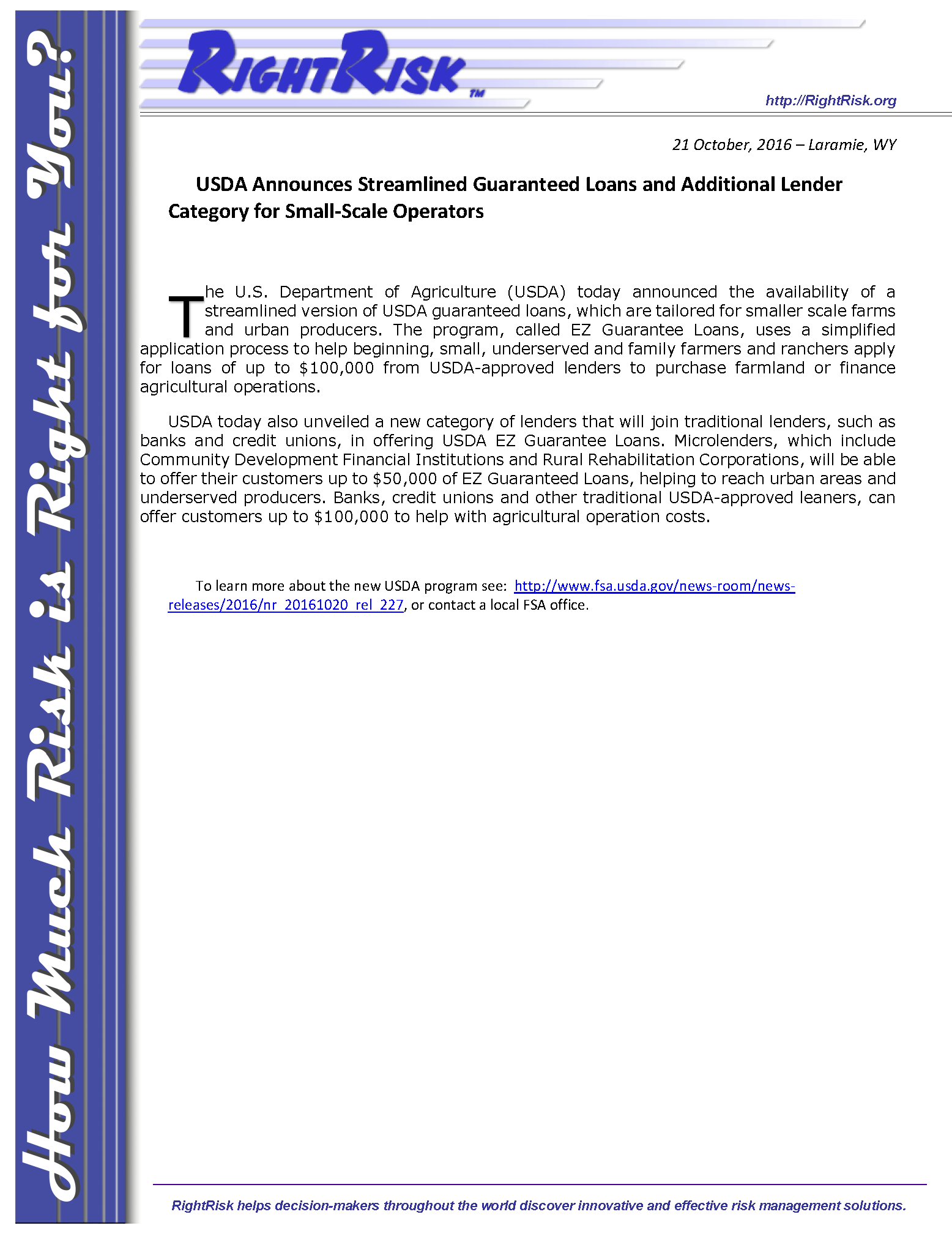 Graphic of RightRisk Newsrelease